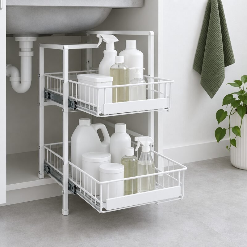 Delamu 2-Tier Under-Sink Organizers, 2-Pack